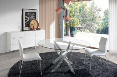 3051 - White Wood and Chrome-plated Steel Sideboard