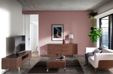 3222 - Walnut and Chrome Plated Steel Tv Stand