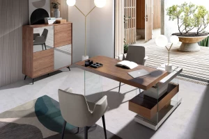 8050 - Table Lamp in White Marble, Golden Steel and White Glass